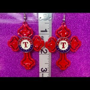 Cutout Cross Red Texas Rangers Earrings